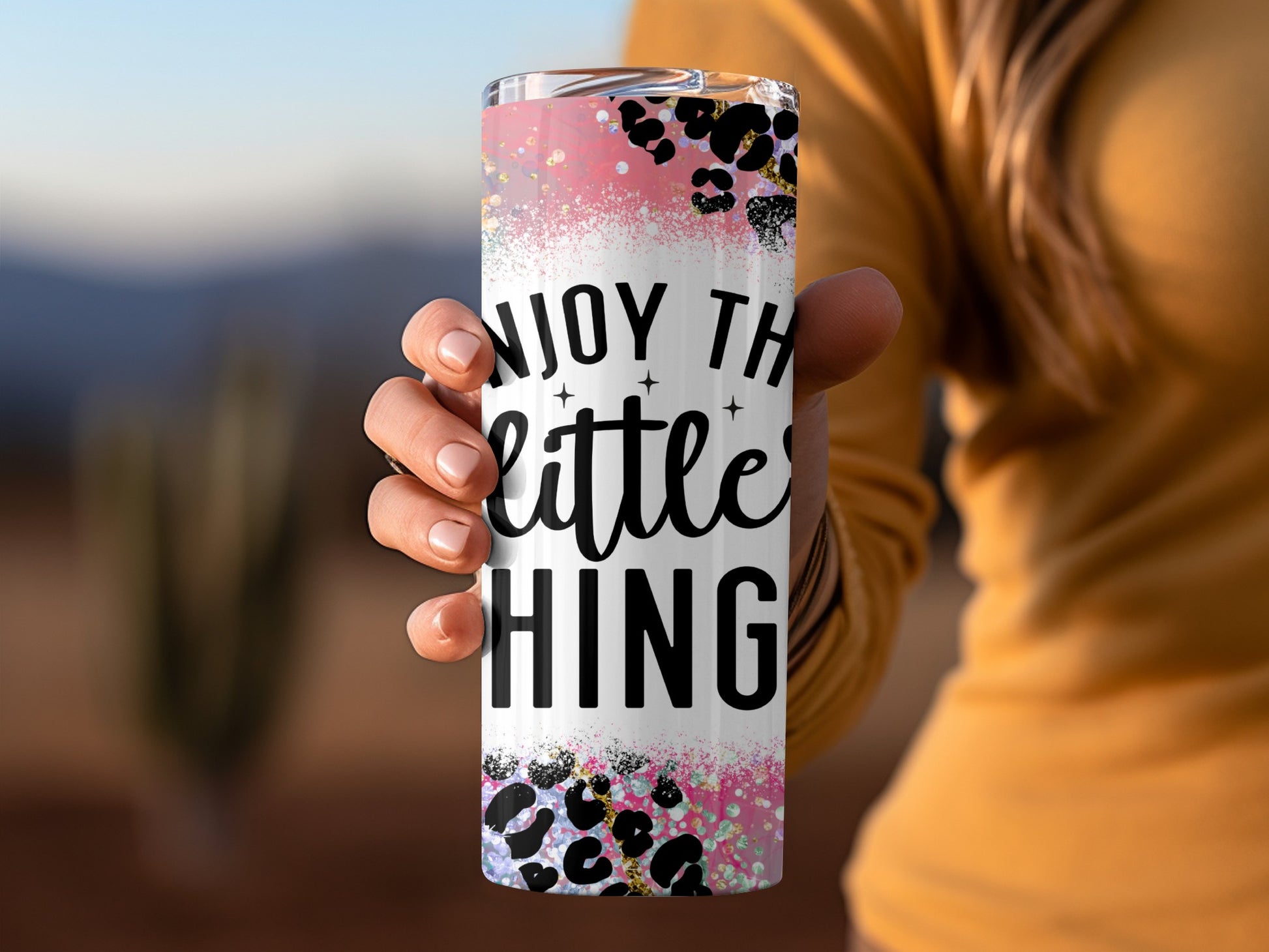 Enjoy The Little Things Leopard Print Tumbler