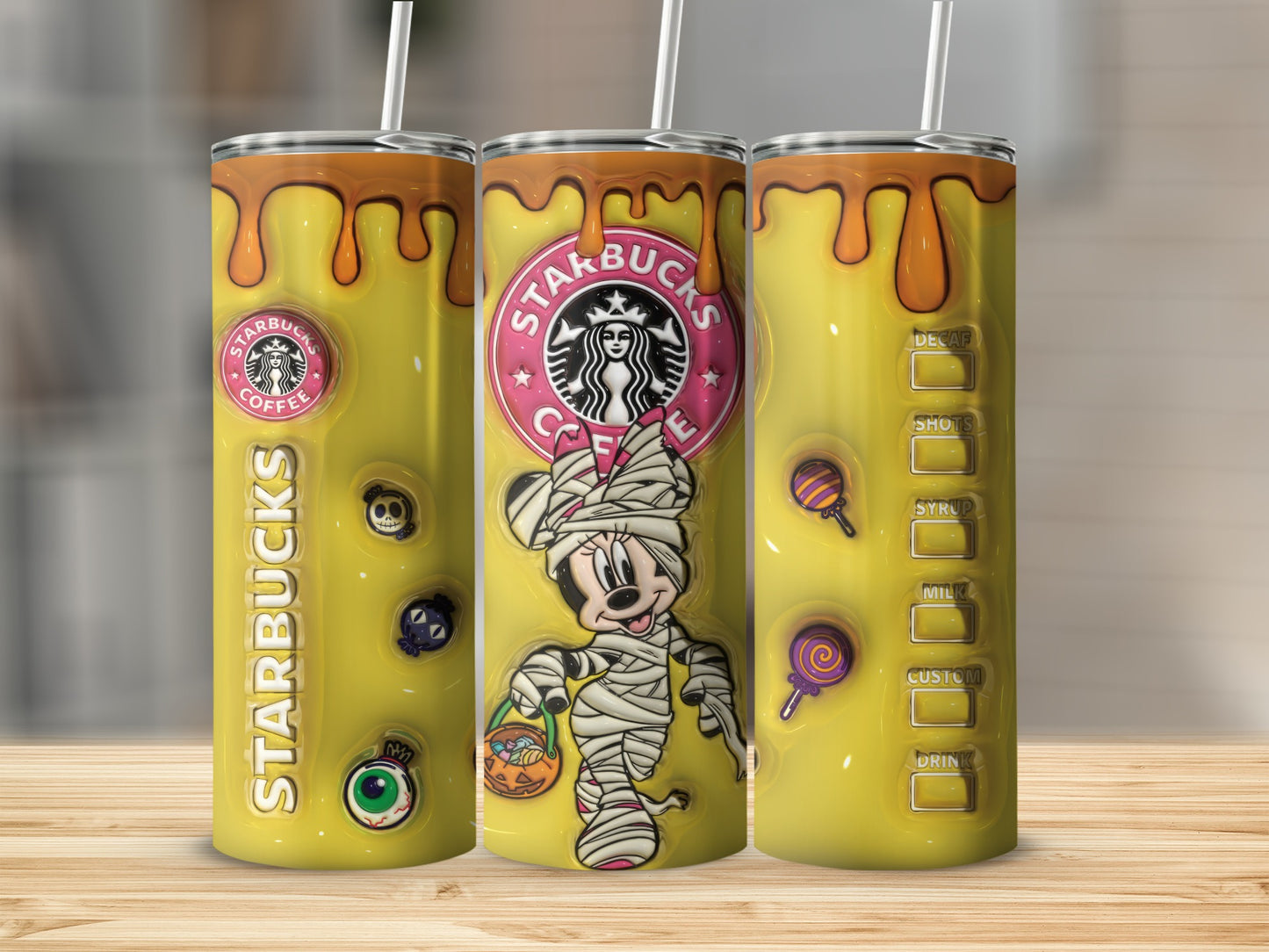 Stakbucks Halloween Tumbler with Mummy Design 20oz