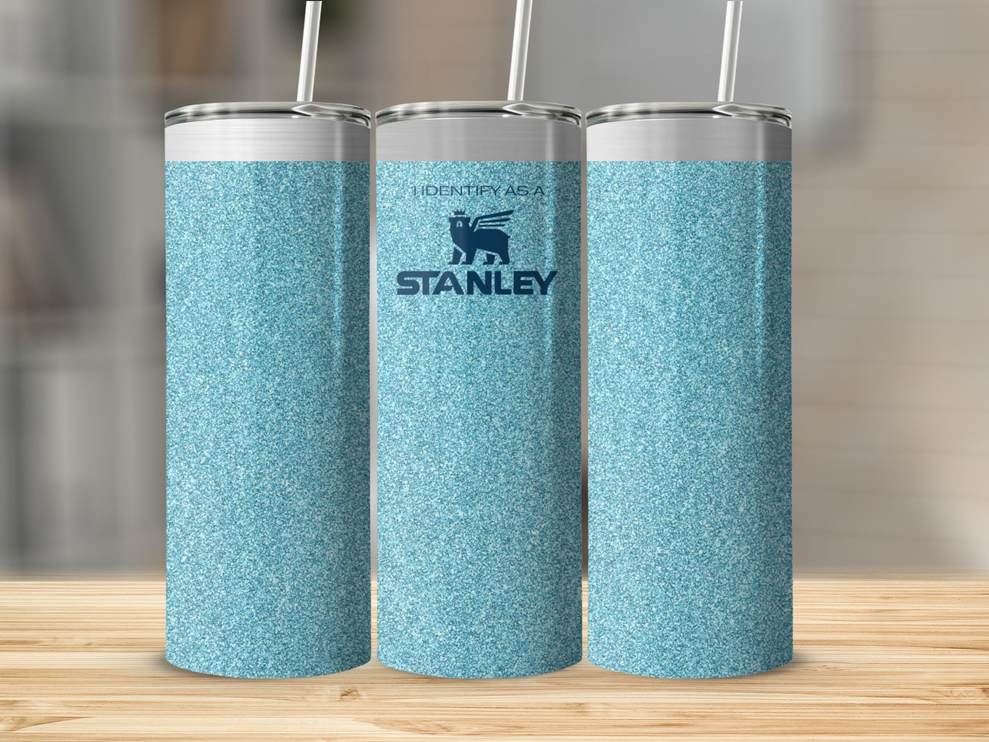 Sky Blue Glitter Stylish Stanley Tumbler Design