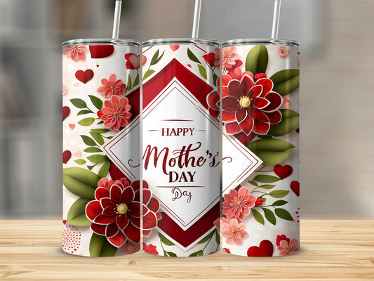 Happy Mother's Day Floral Design Tumbler Cup