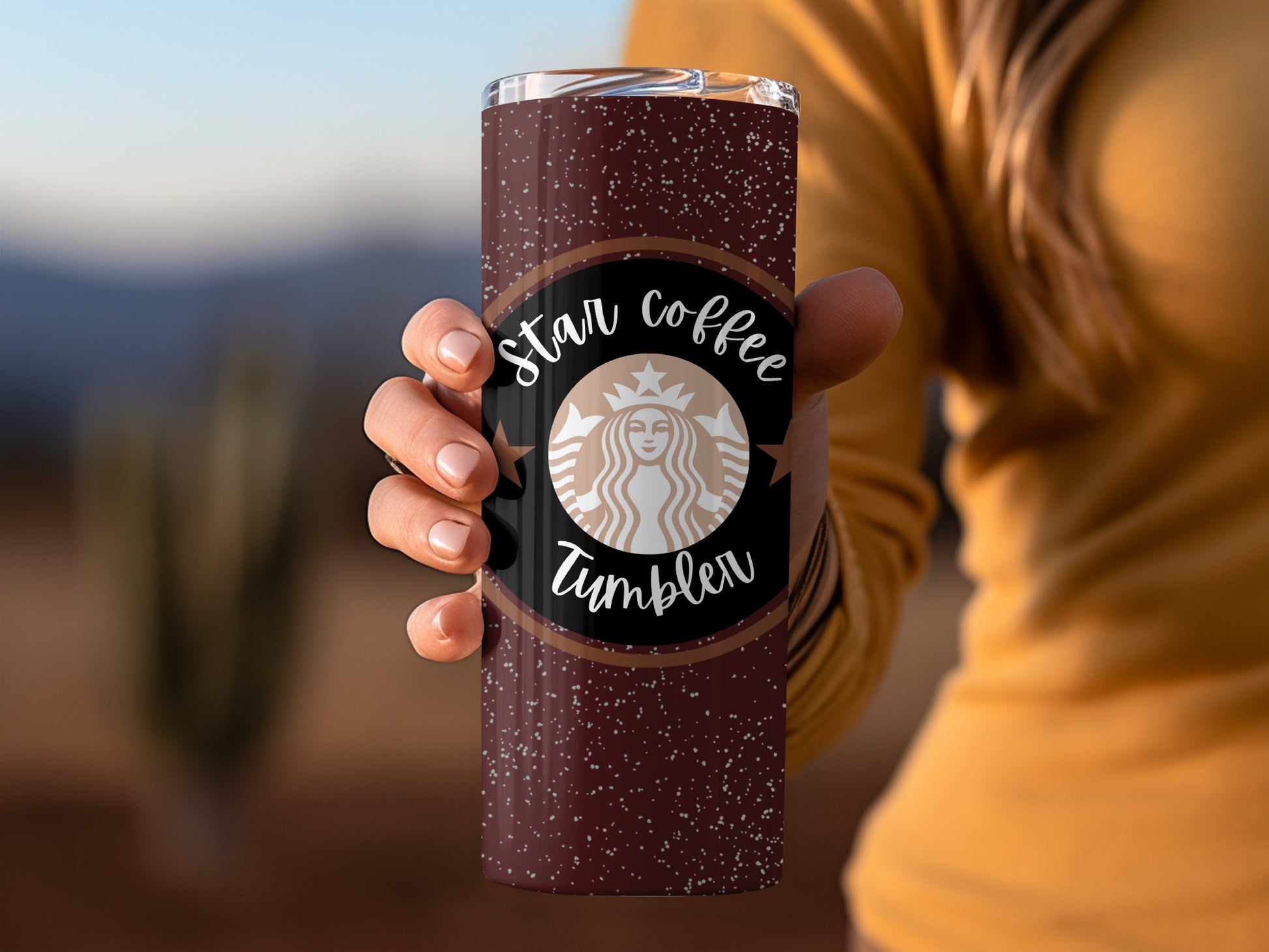Star Coffee Tumbler with Speckled Design