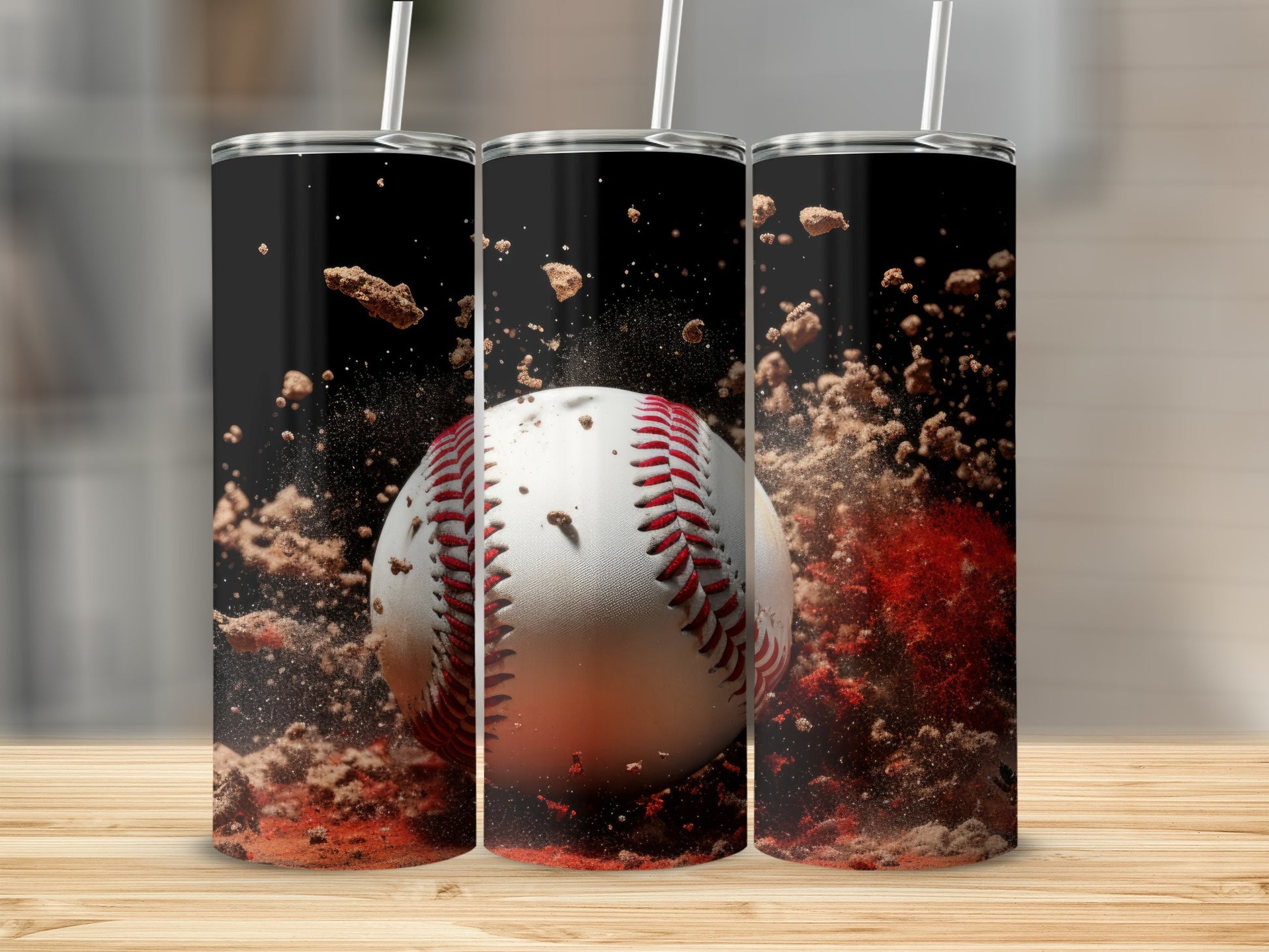 Baseball Explosion Art Print on a Stainless Steel Tumbler