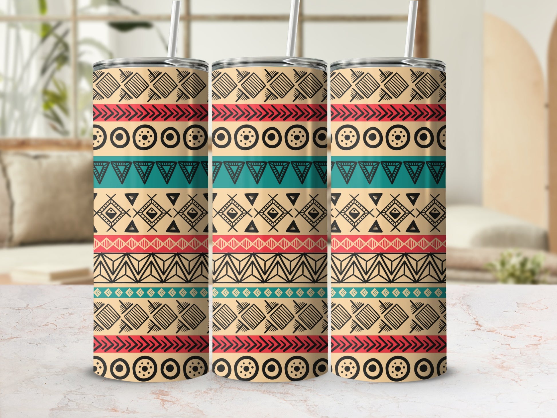 Vibrant Geometric Pattern Insulated Tumbler Product