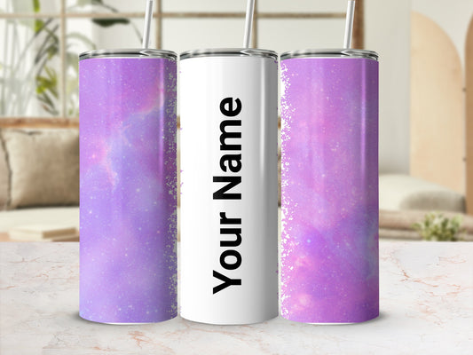 Personalized Purple Galaxy Tumbler with Your Name Custom