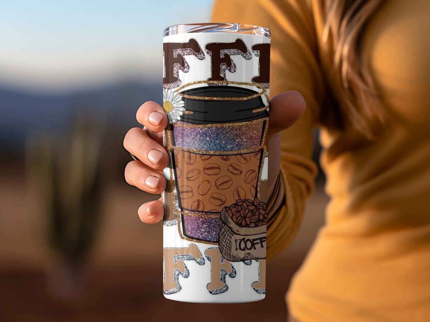 Colorful Coffee Themed Insulated Travel Tumbler Cup