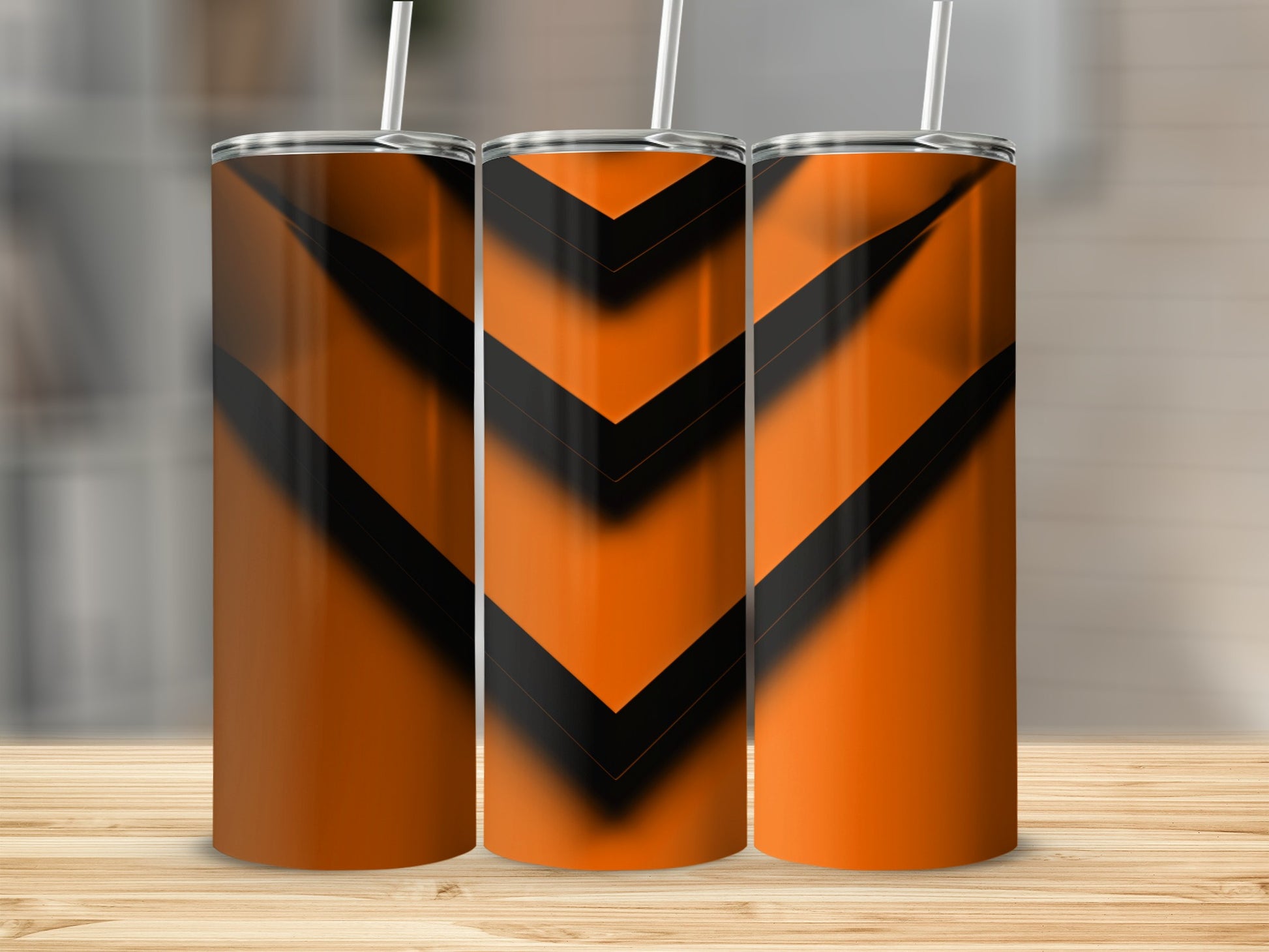 Orange Gradient Black Chevron Pattern Tumbler product type