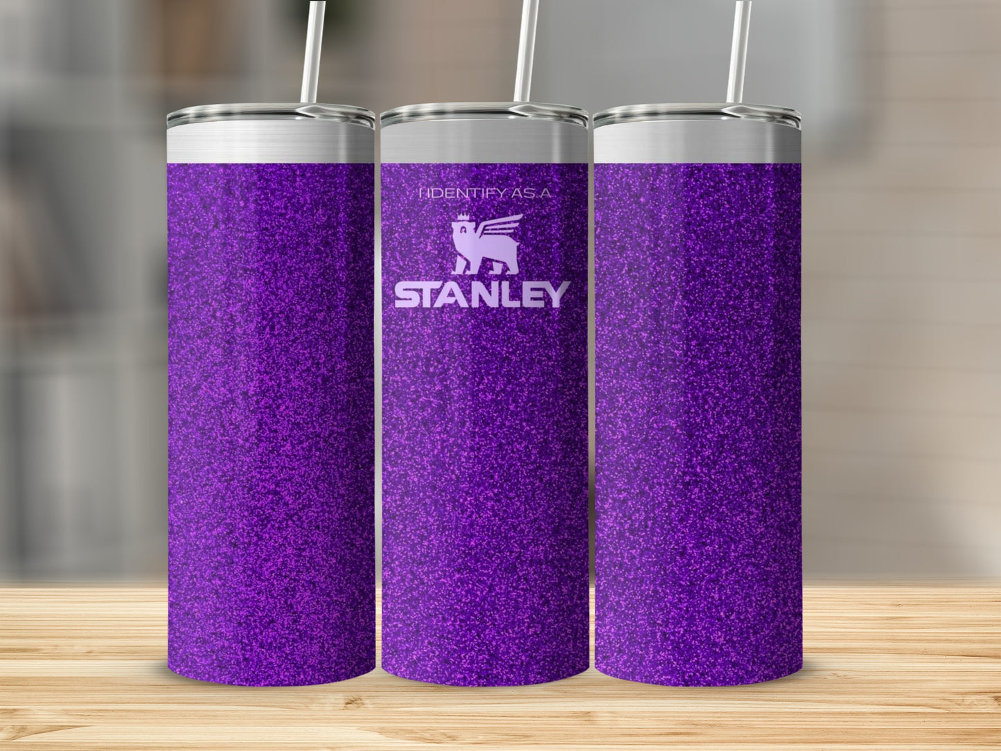 Stanley Purple Glitter Design Insulated Tumbler