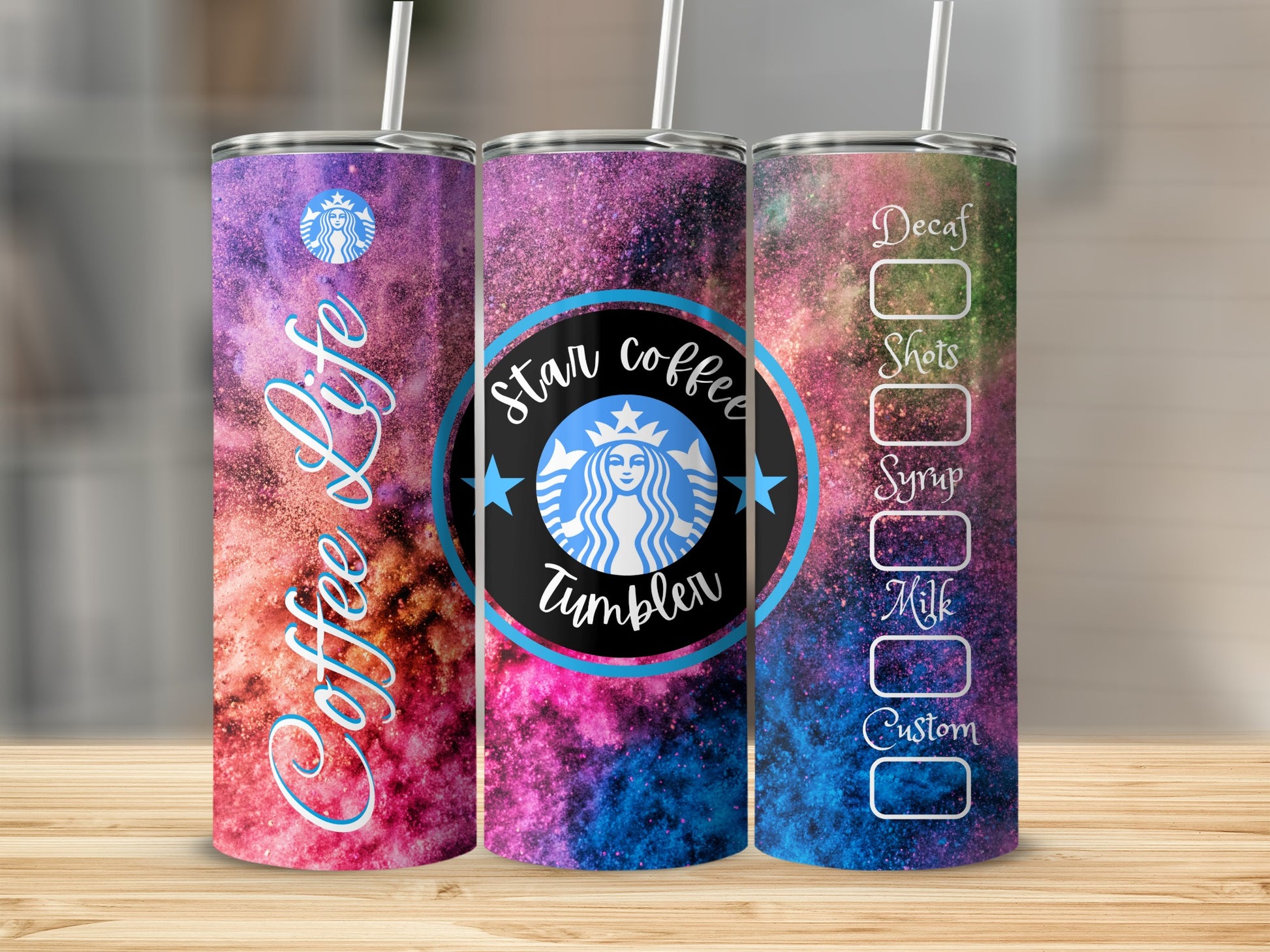Colorful Starry Coffee Life Custom Tumbler