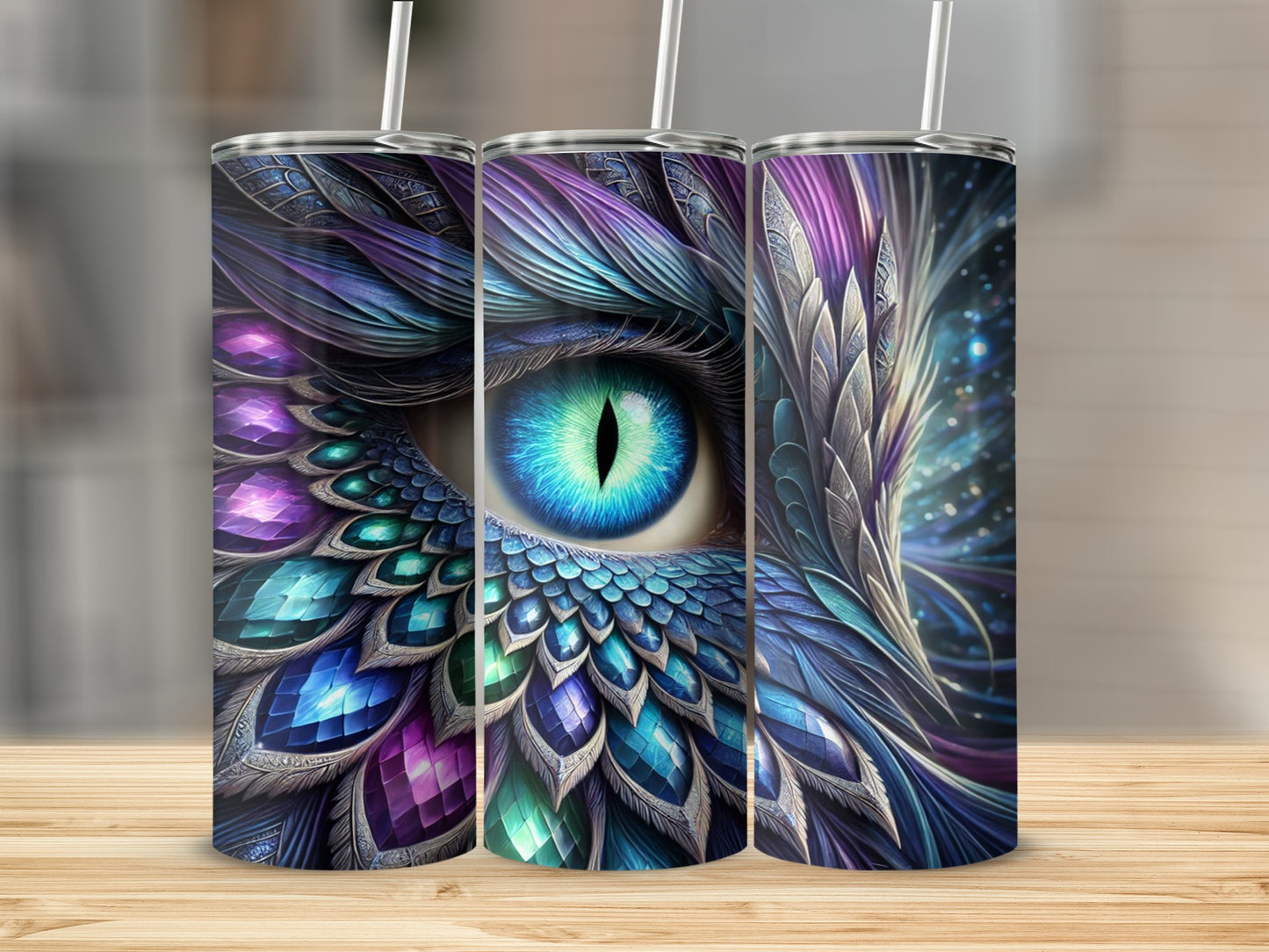 Colorful Mystic Eye Feathers Insulated Tumbler Product