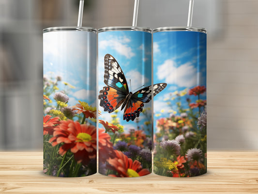 Vibrant Butterfly Flower Field Blue Sky Sunny product type
