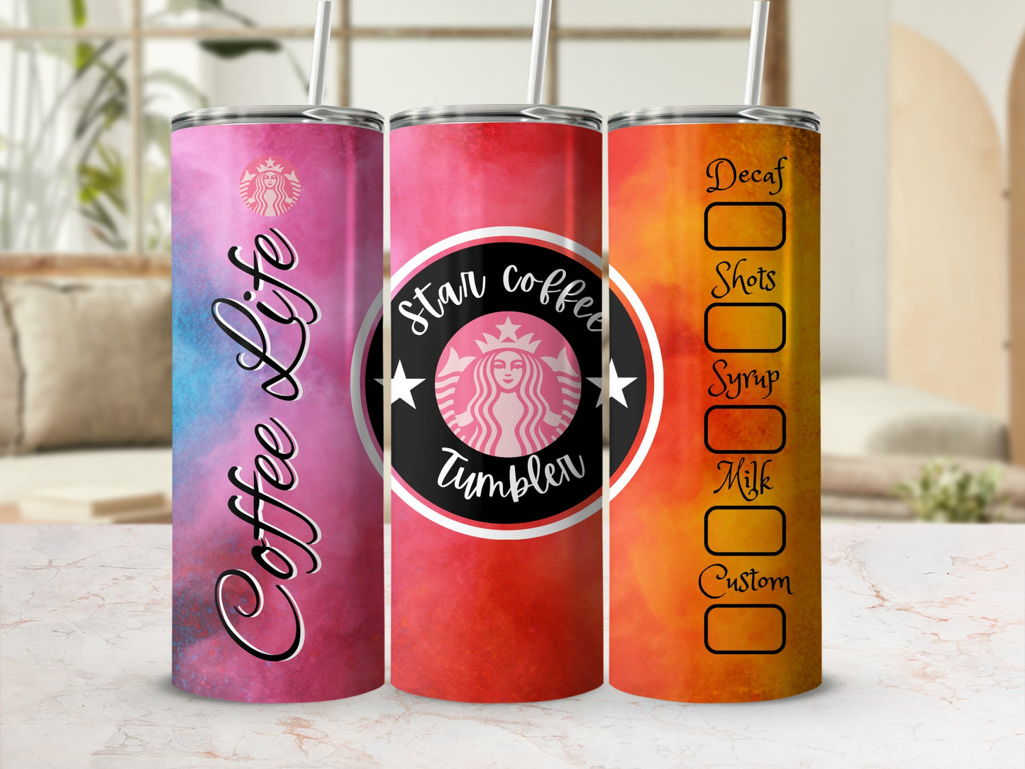 Stylish Customizable Coffee Life Star Coffee Tumbler