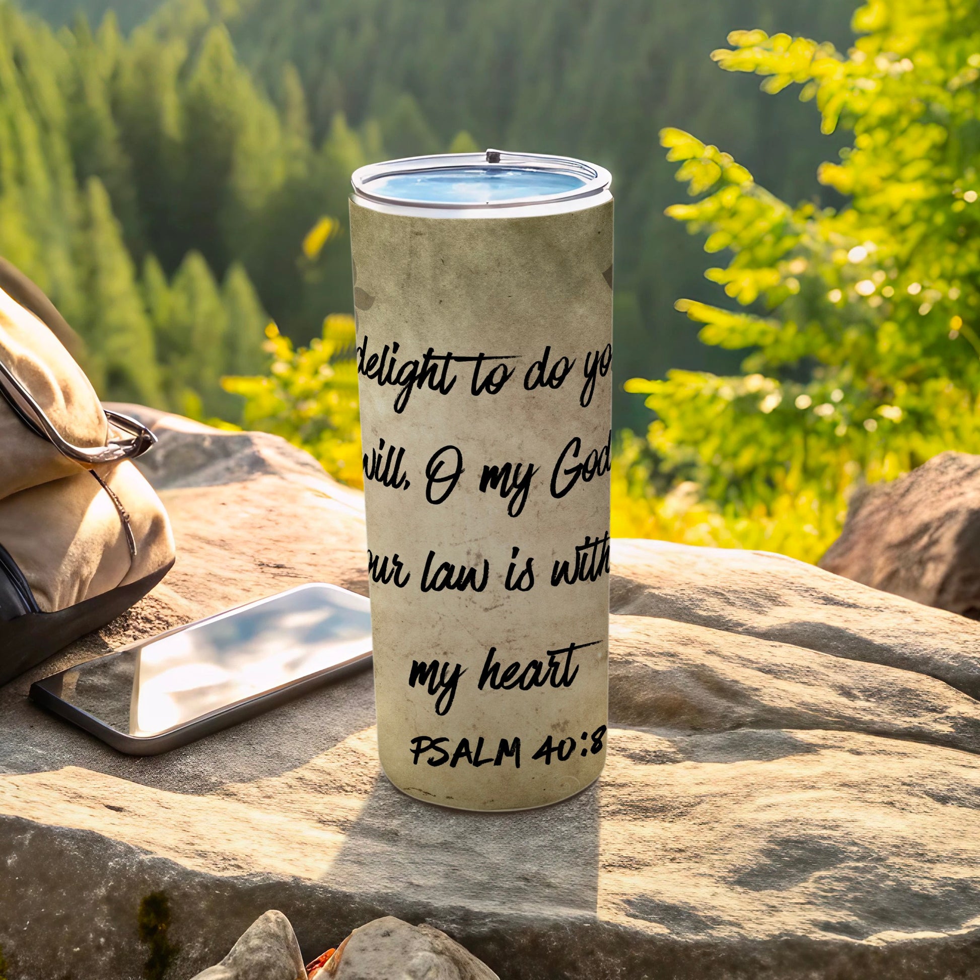 Psalm 40:8 Delight to Do Your Will Travel Tumbler