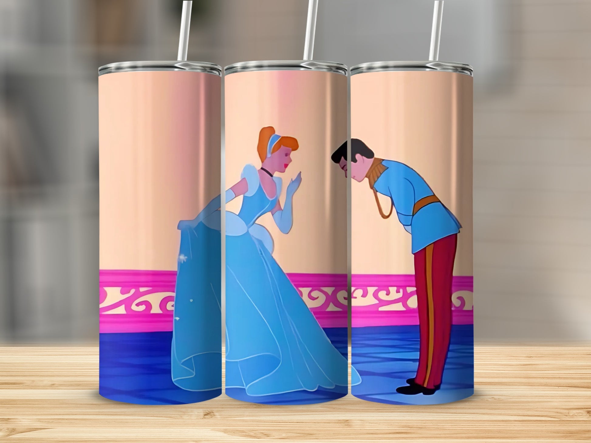 Romantic Fairytale Scene Tumbler with Illustration