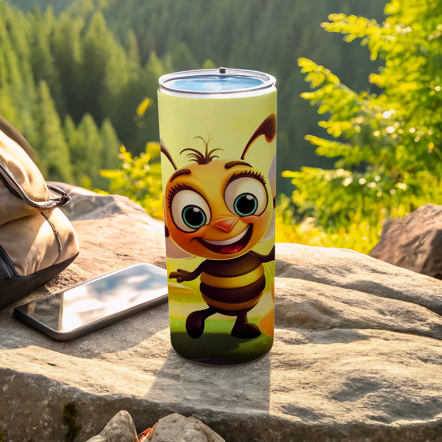 Happy Cartoon Bee Character Insulated Tumbler product type
Tumbler
Insulated Tumbler
Drinkware
Beverage Holder
Cup
Bee Character
Cartoon Bee
Happy Bee
Smiling Bee
Cute Bee
Yellow Bee
Animal Design
Nature Inspired
Graphic Print
Illustration
Kids Tumbler
Childrens Drinkware
Gift Idea
Outdoors Accessory
Travel Tumbler