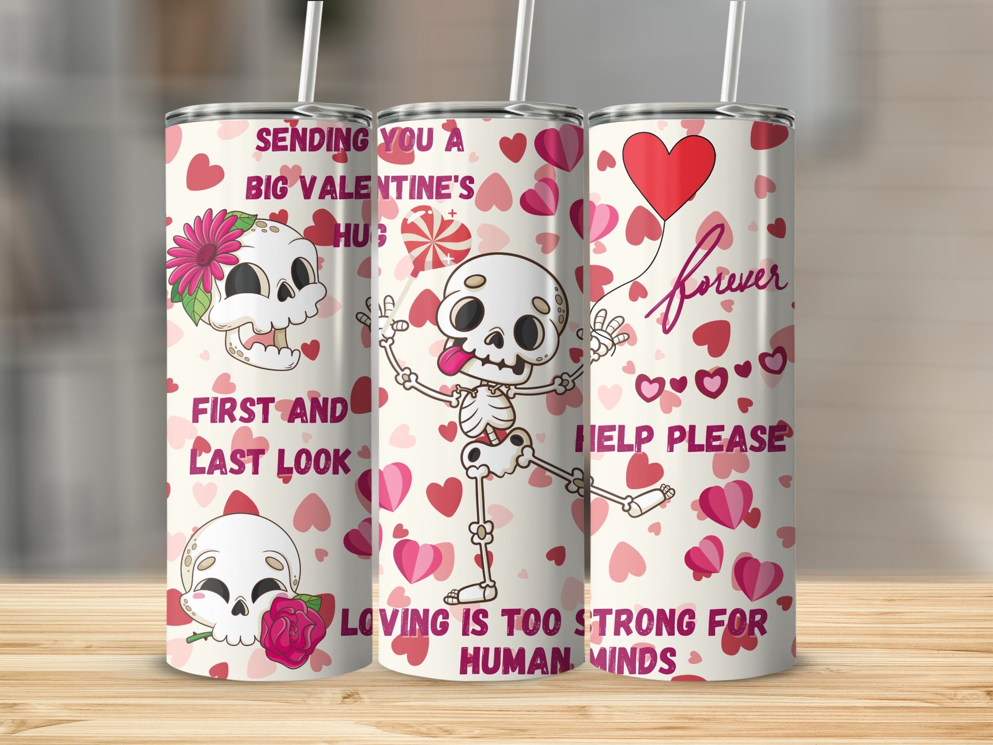 Valentine's Day Skeleton Love Tumbler