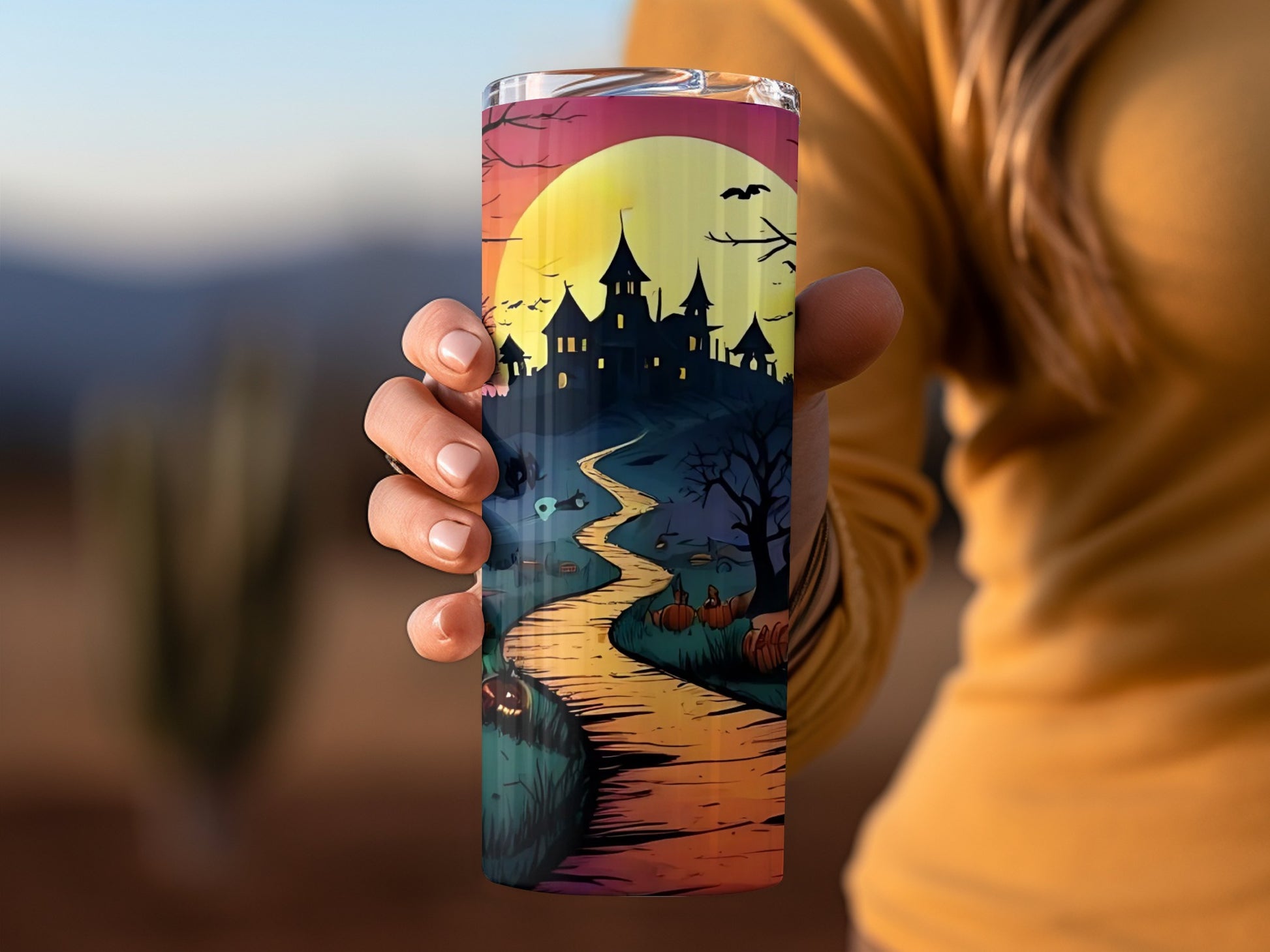 Spooky Halloween Scenic Castle Stainless Steel Tumbler