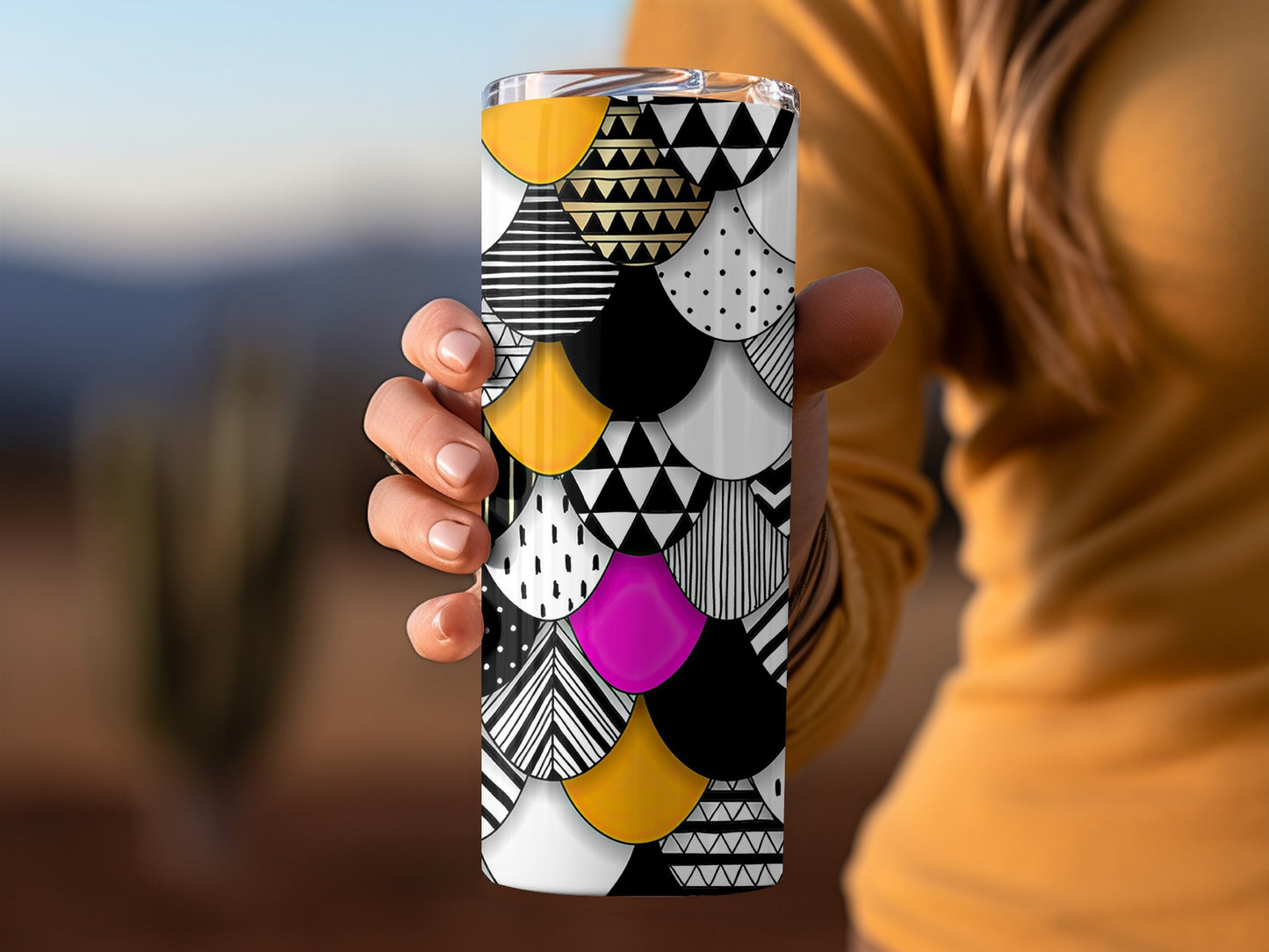 Black White Scales Pattern Gold Geometric Design Tumblers