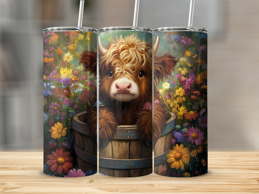 Cute Cow and Colorful Flower Garden Tumbler Product