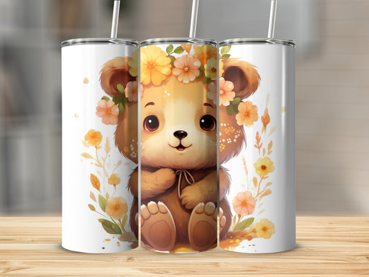 Adorable Floral Crown Bear Tumbler Cute Drinkware product type
