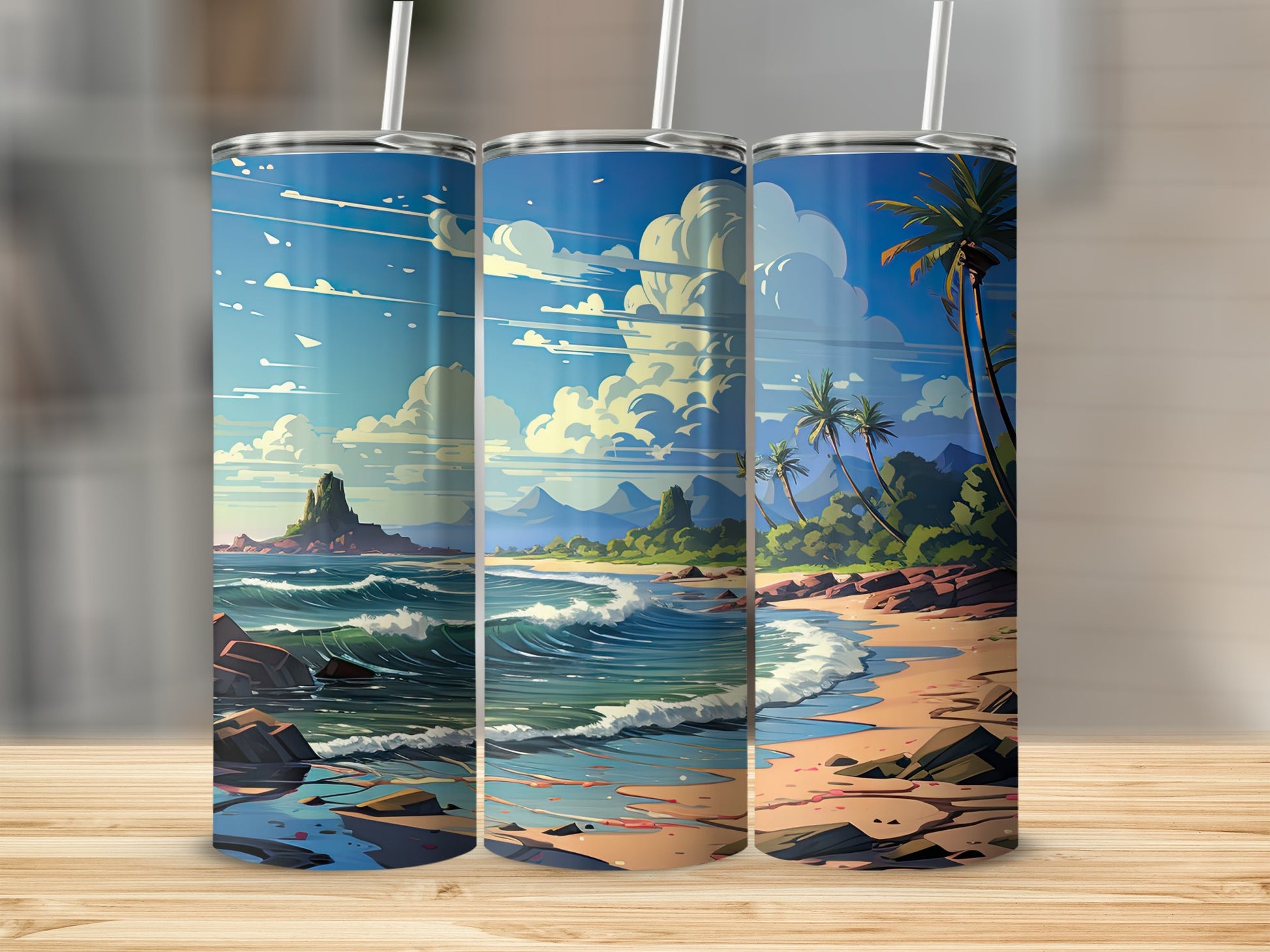 Scenic Tropical Beach Ocean View Tumbler Product