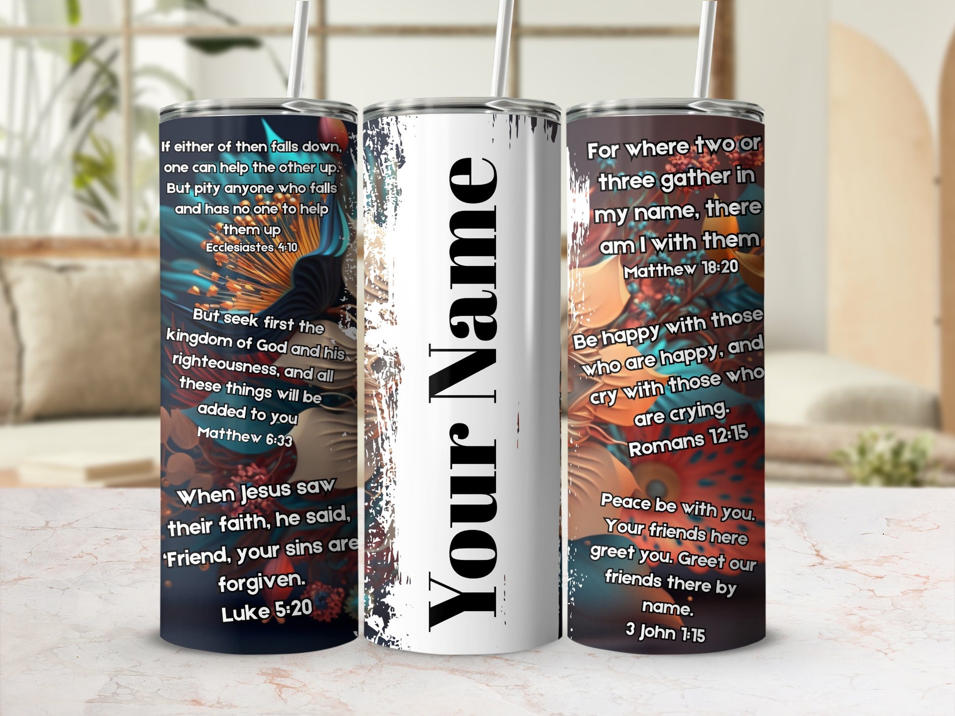 Customizable Inspirational Quote Tumbler Flask