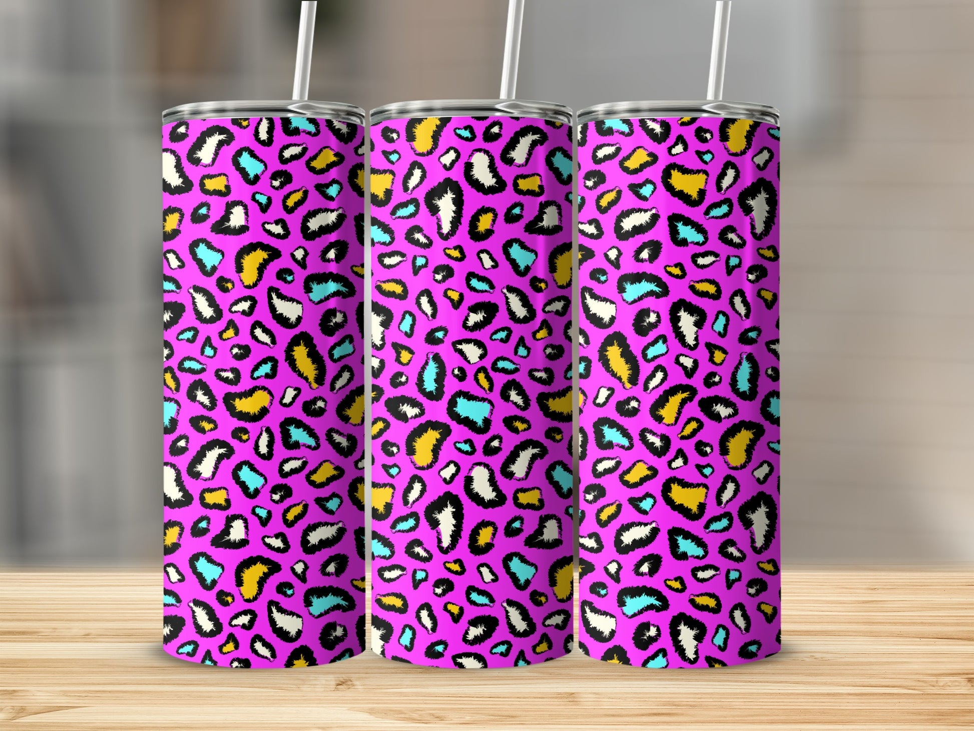 Vibrant Purple Leopard Print Tumbler Travel Mug