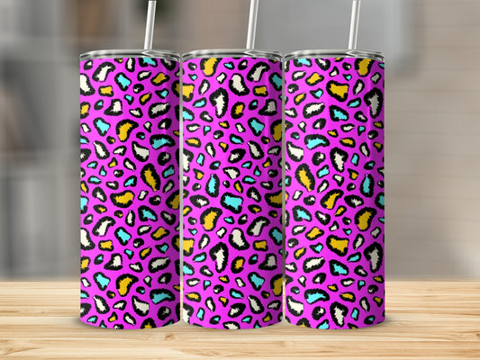 Vibrant Purple Leopard Print Tumbler Travel Mug