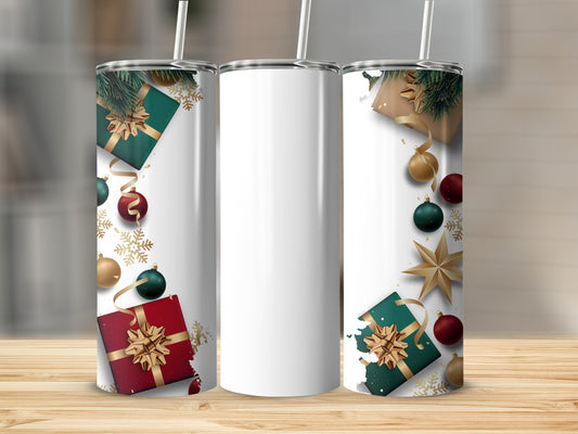Christmas Holiday Gift Wrap Theme Stainless Steel tumbler
