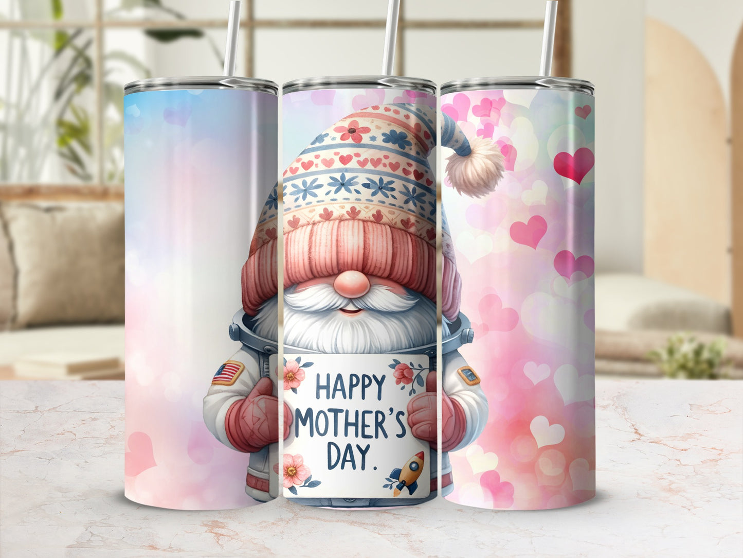 Happy Mother's Day Gnome Design Tumbler Cup