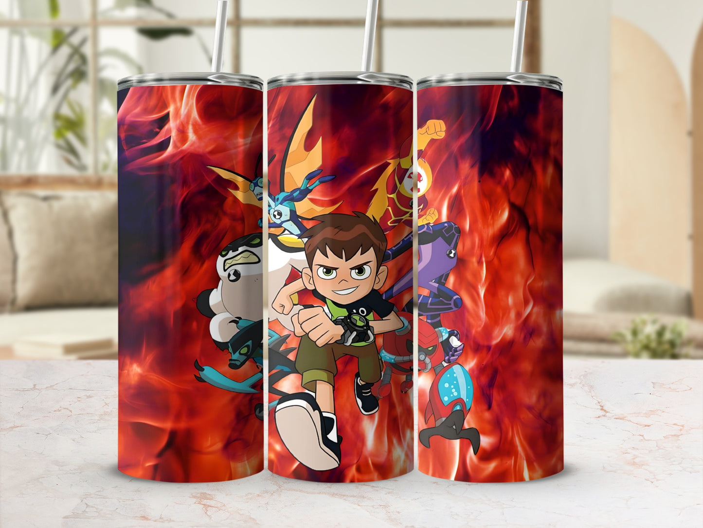 Animated Hero and Alien Team Insulated Tumbler Cup