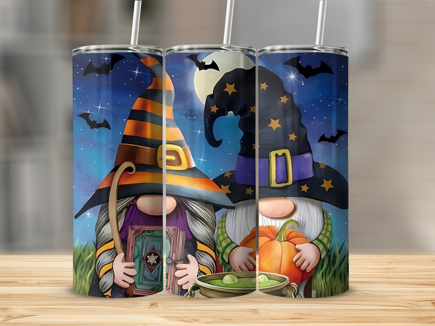 Halloween Witch and Wizard Gnome Design Tumbler
