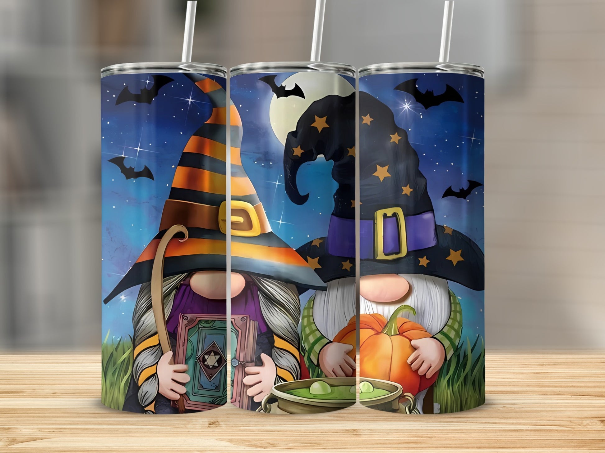 Halloween Witch and Wizard Gnome Design Tumbler