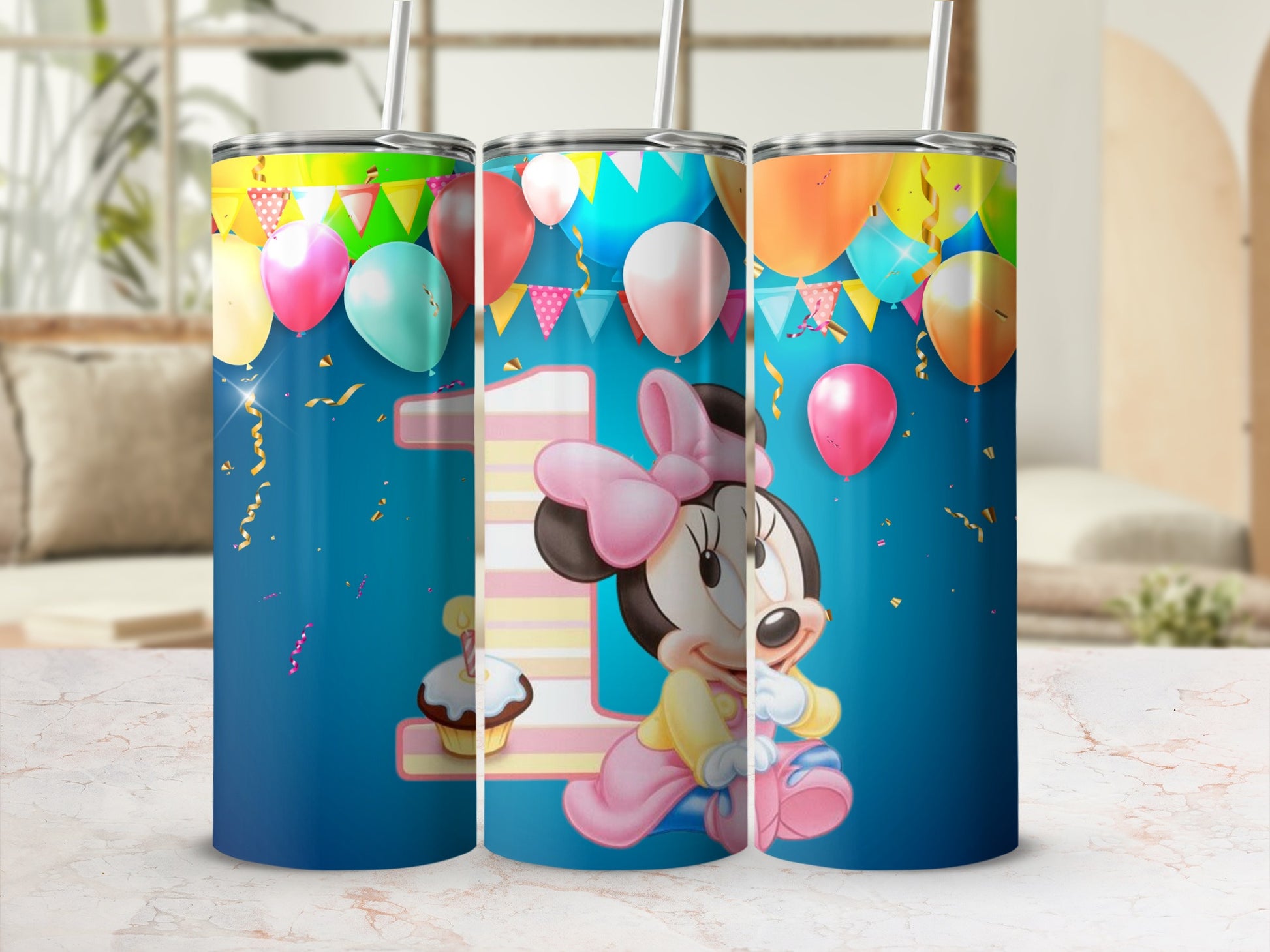 Colorful Birthday Balloons with Number One Cup