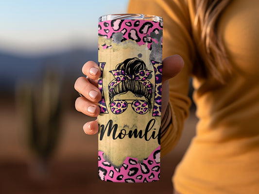 Colorful Momlife Leopard Print Tumbler Cup for Moms