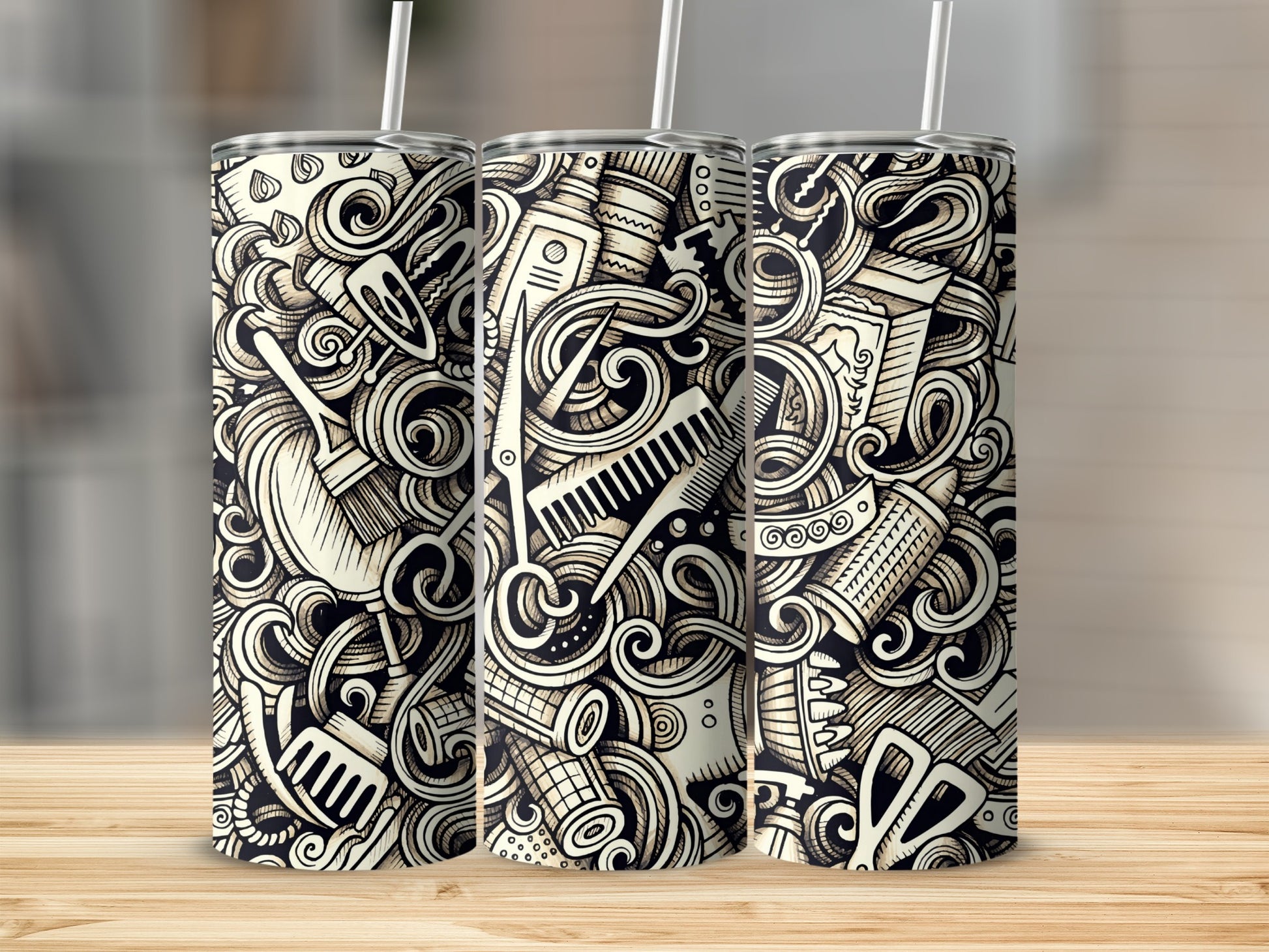 Unique Barbershop Tools Design on Quality Tumbler