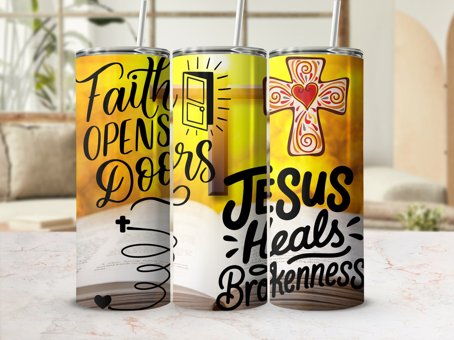 Inspirational Faith and Healing Tumbler Set