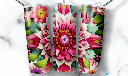 3D Bright Flower tumbler