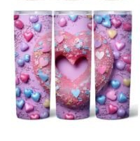 Valentine Purple and Pink heart tumbler