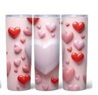Valentine Pink Hearts and Red hearts tumbler